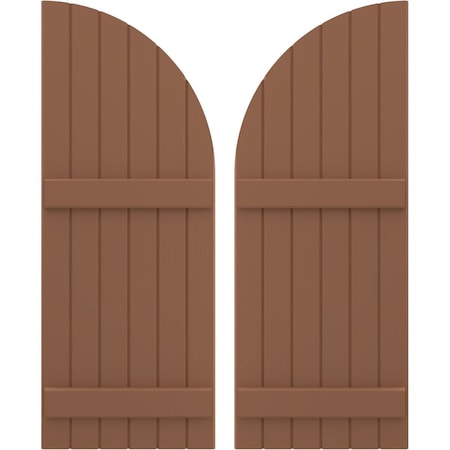 Americraft 6-Board (2 Batten) Wood Joined Board-n-Batten Shutters W/ Arch Top, ARW101BQ621X39BTH